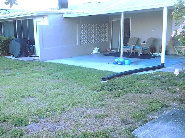 This is what our patio looked like when we first saw it. To the left was the unit that was listed by mistake.