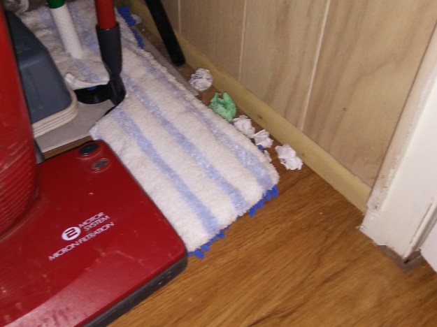 paper balls stored in closet